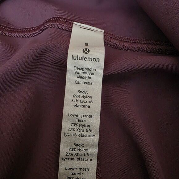 Lululemon Cropped Tulip Hem Leggings Size 8 Mesh Detail Rose Pink Activewear - Picture 9 of 12